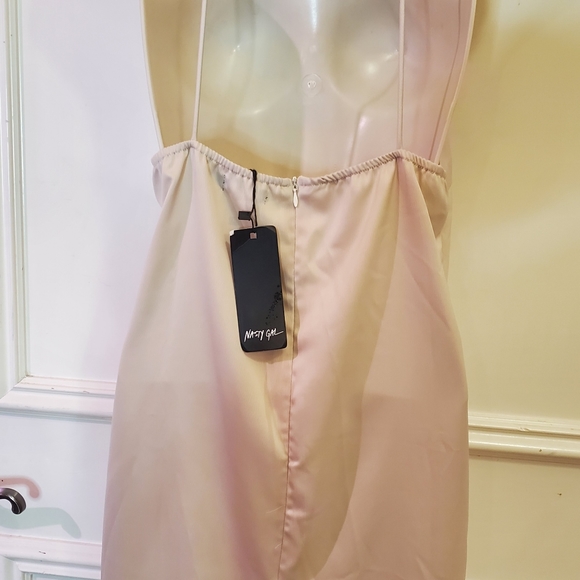 Nasty Gal At Ease Satin Halter Midi Slip Dress, Ivory Cream, Size US 2, NWT - Picture 13 of 15